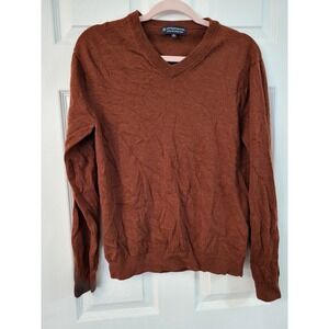 Hart Schaffner Marx Mens Brown Sweater Size M, 100% Merino Wool, V-Neck Pullover